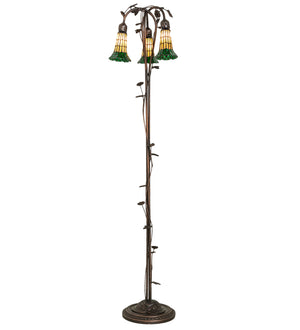 Meyda Tiffany - 255134 - Three Light Floor Lamp - Stained Glass Pond Lily - Mahogany Bronze