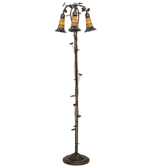 Meyda Tiffany - 255135 - Three Light Floor Lamp - Stained Glass Pond Lily - Mahogany Bronze