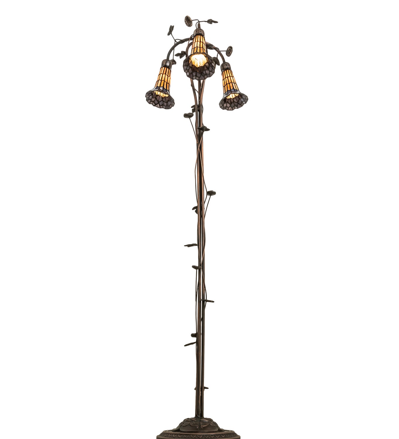 Meyda Tiffany - 255135 - Three Light Floor Lamp - Stained Glass Pond Lily - Mahogany Bronze