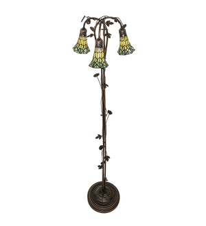 Meyda Tiffany - 255136 - Three Light Floor Lamp - Stained Glass Pond Lily - Mahogany Bronze