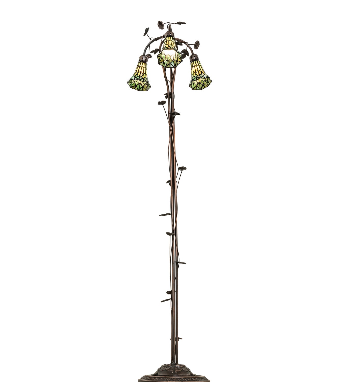 Meyda Tiffany - 255136 - Three Light Floor Lamp - Stained Glass Pond Lily - Mahogany Bronze