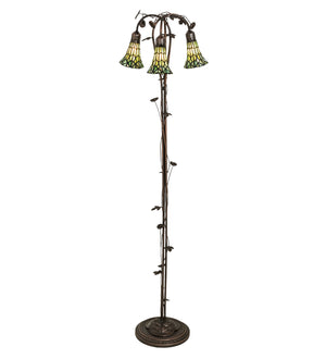 Meyda Tiffany - 255136 - Three Light Floor Lamp - Stained Glass Pond Lily - Mahogany Bronze