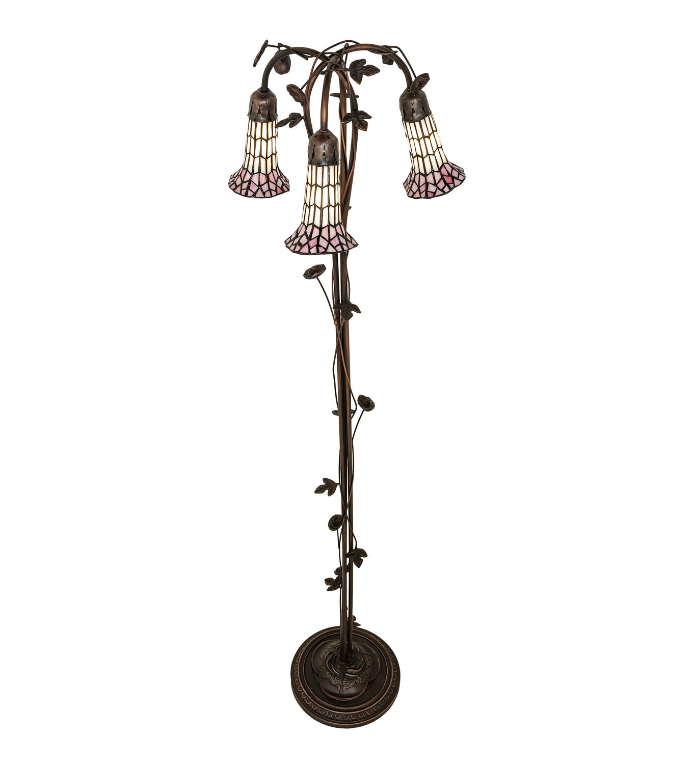 Meyda Tiffany - 255139 - Three Light Floor Lamp - Stained Glass Pond Lily - Mahogany Bronze