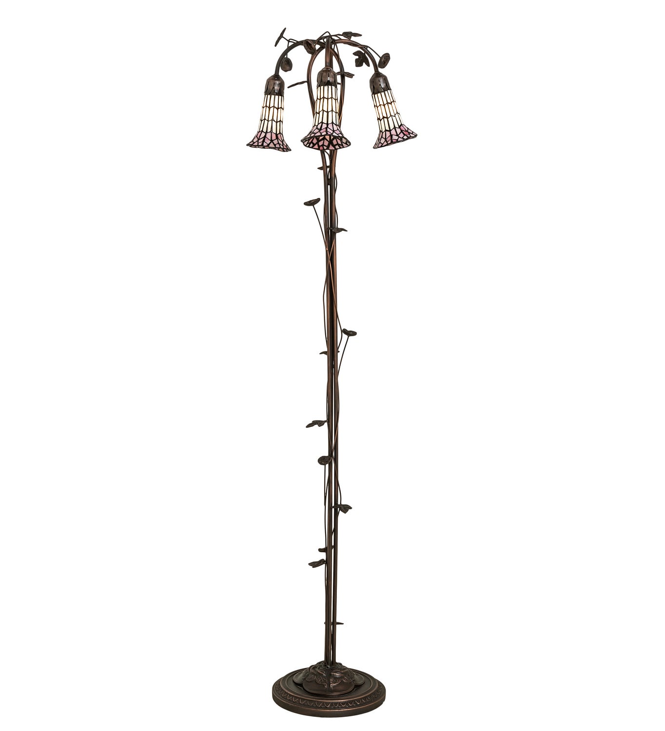 Meyda Tiffany - 255139 - Three Light Floor Lamp - Stained Glass Pond Lily - Mahogany Bronze