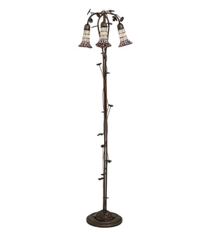 Meyda Tiffany - 255139 - Three Light Floor Lamp - Stained Glass Pond Lily - Mahogany Bronze