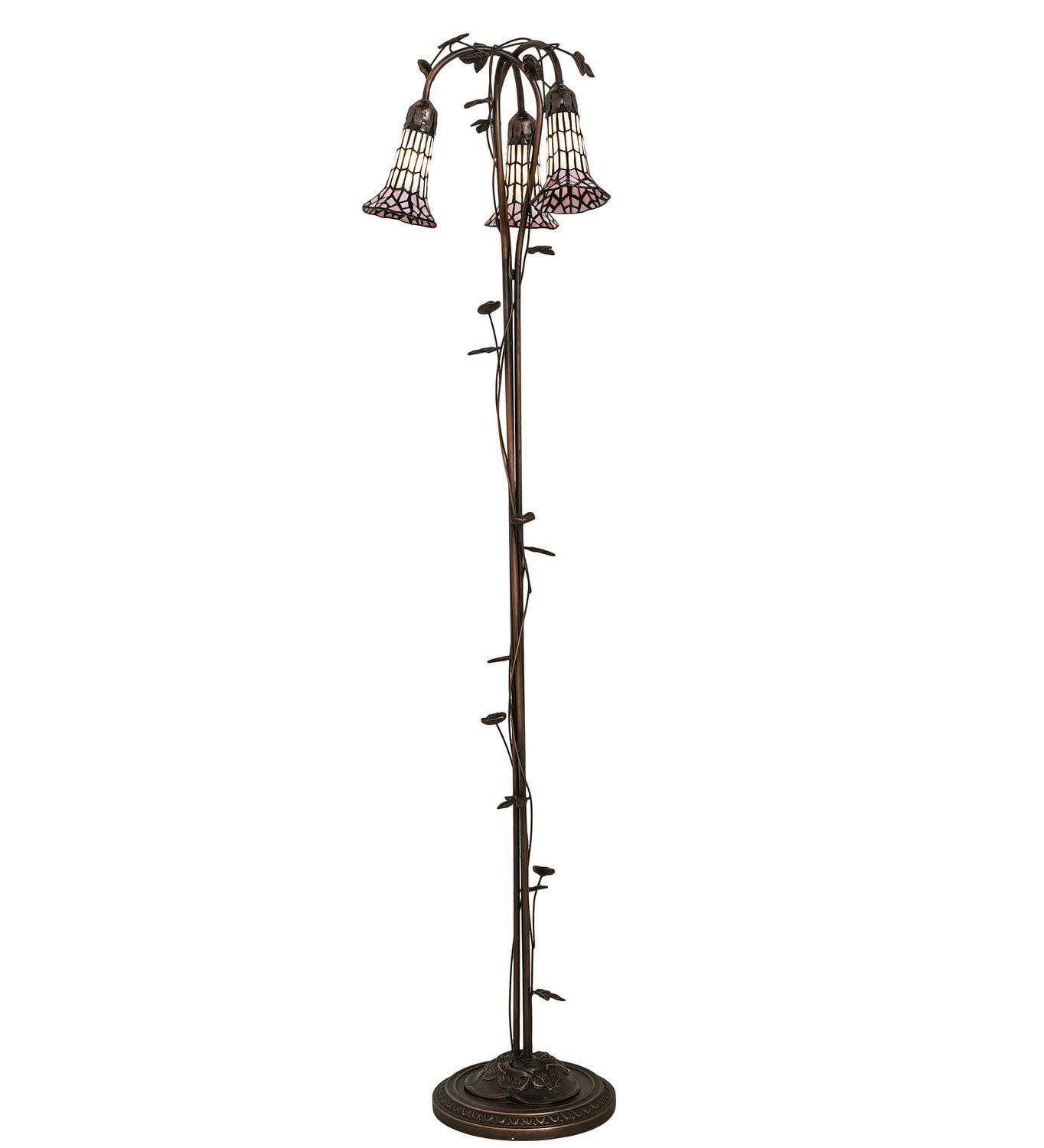 Meyda Tiffany - 255139 - Three Light Floor Lamp - Stained Glass Pond Lily - Mahogany Bronze