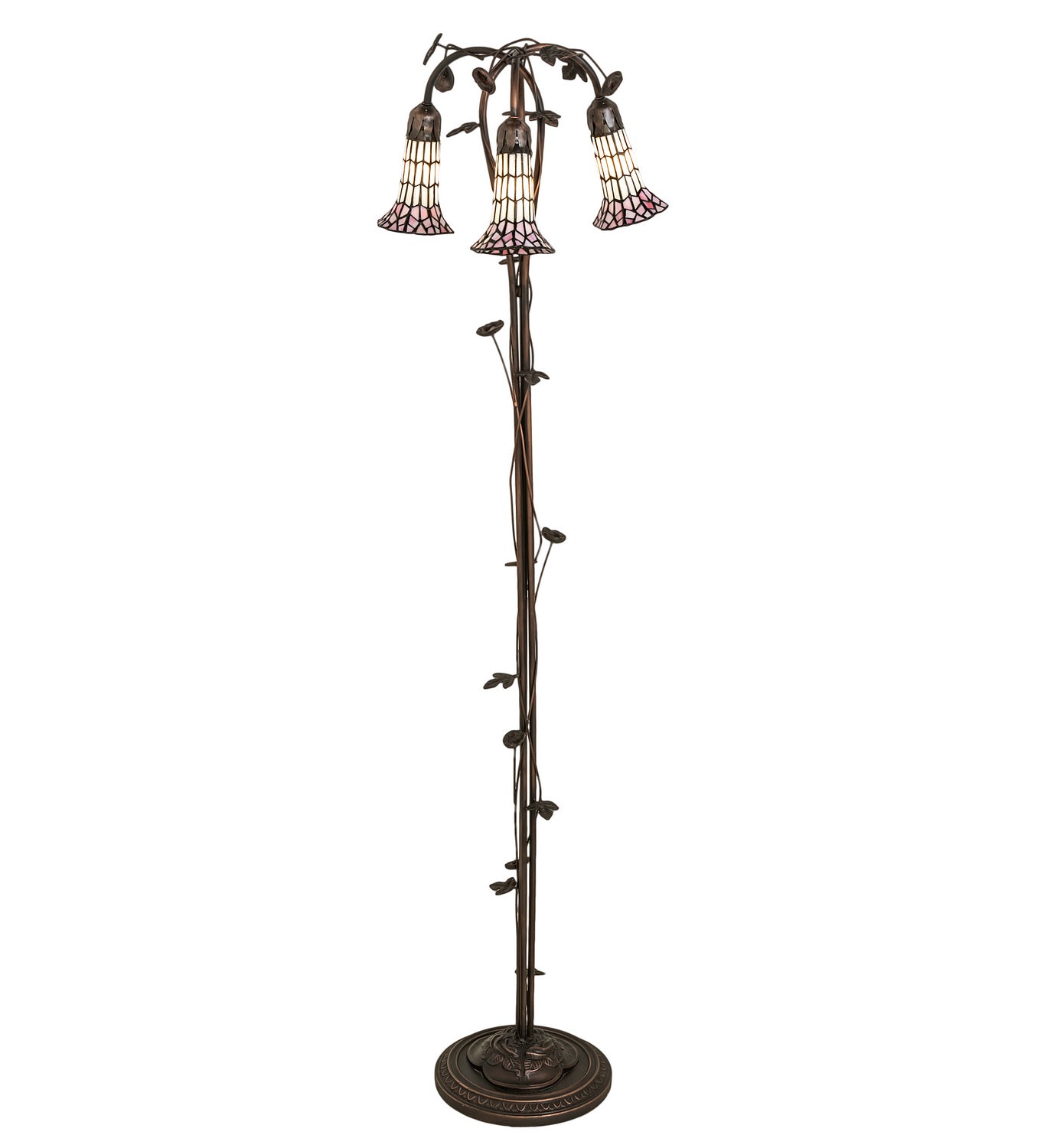 Meyda Tiffany - 255139 - Three Light Floor Lamp - Stained Glass Pond Lily - Mahogany Bronze