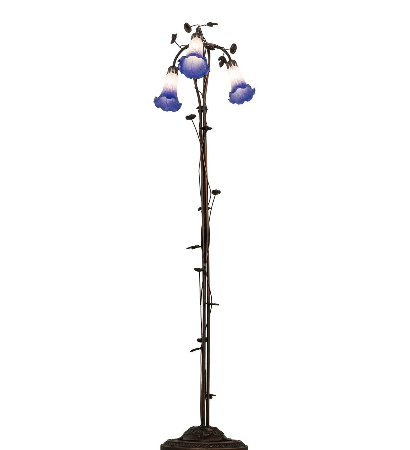 Meyda Tiffany - 255142 - Three Light Floor Lamp - Blue/White Pond Lily - Mahogany Bronze