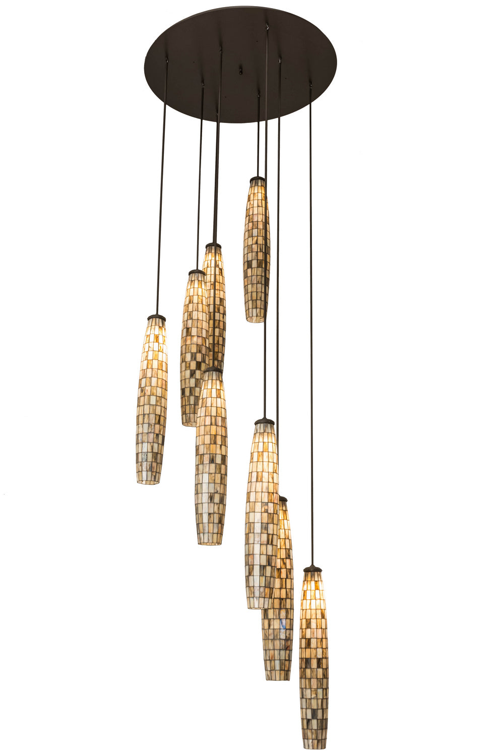 Meyda Tiffany - 255204 - Eight Light Pendant - Checkers - Timeless Bronze