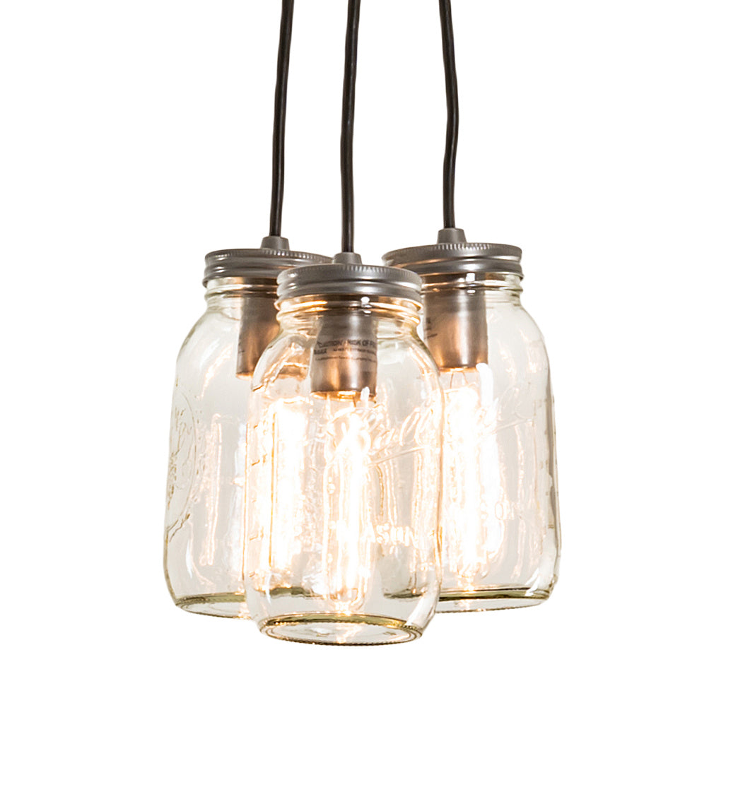 Meyda Tiffany - 255331 - Three Light Pendant - Mason Jar - Nickel