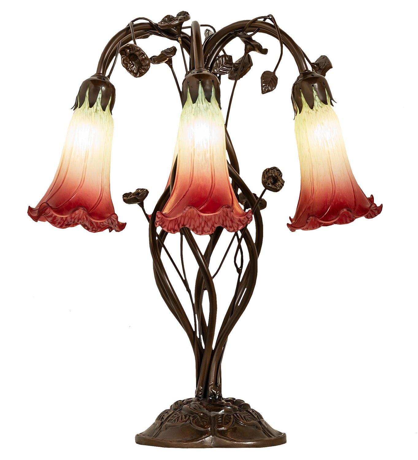 Meyda Tiffany - 255799 - Six Light Table Lamp - Seafoam/Cranberry - Mahogany Bronze