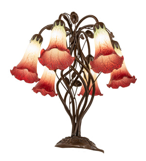 Meyda Tiffany - 255799 - Six Light Table Lamp - Seafoam/Cranberry - Mahogany Bronze