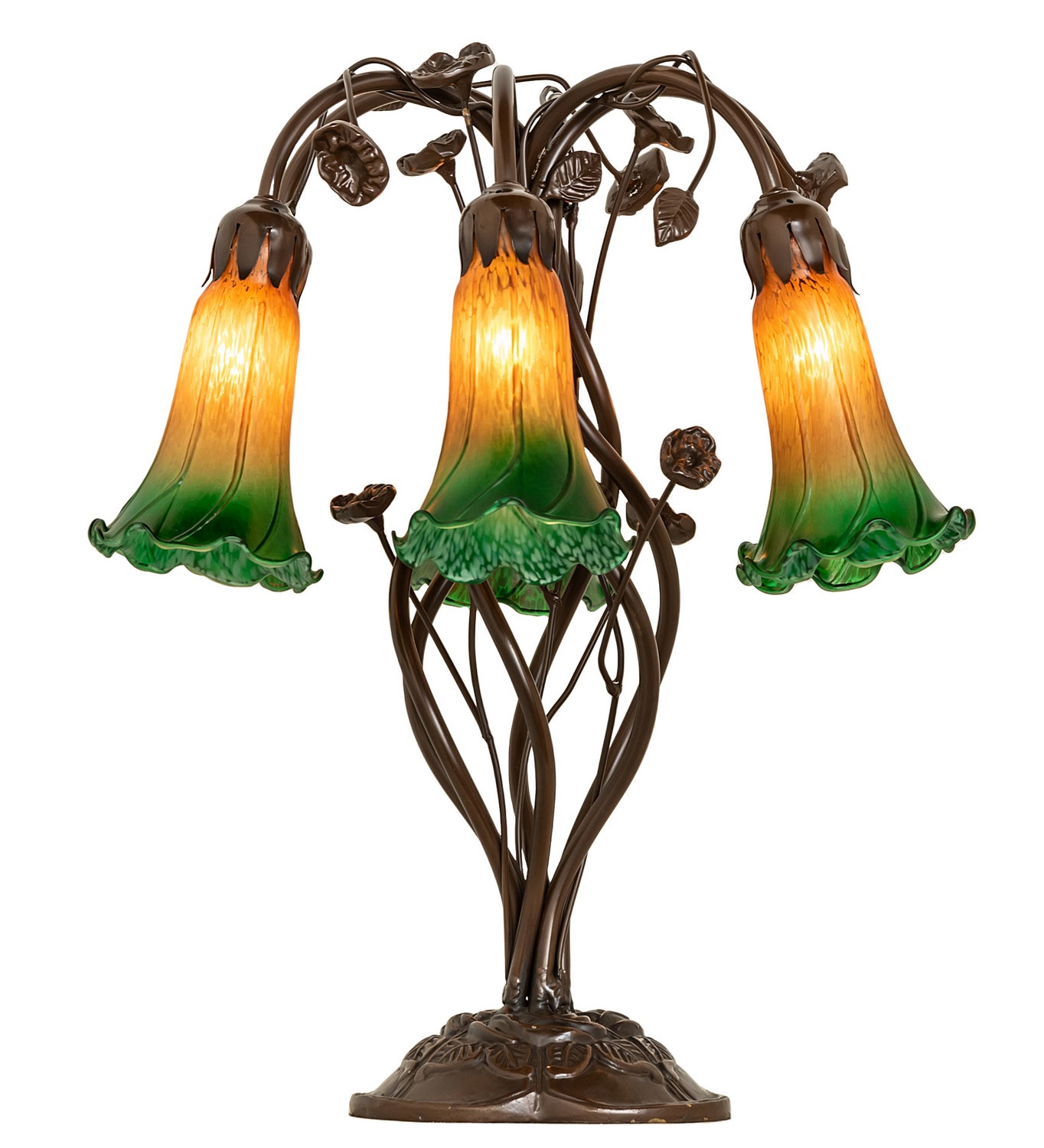 Meyda Tiffany - 255800 - Six Light Table Lamp - Amber/Green - Mahogany Bronze