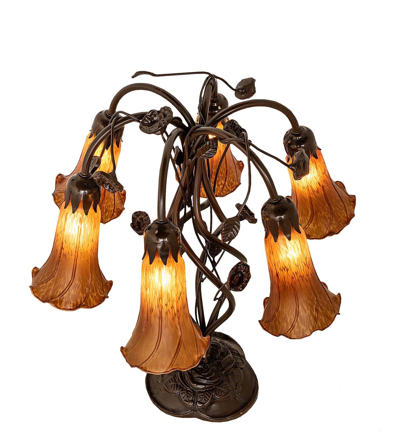 Meyda Tiffany - 255805 - Six Light Table Lamp - Amber - Mahogany Bronze