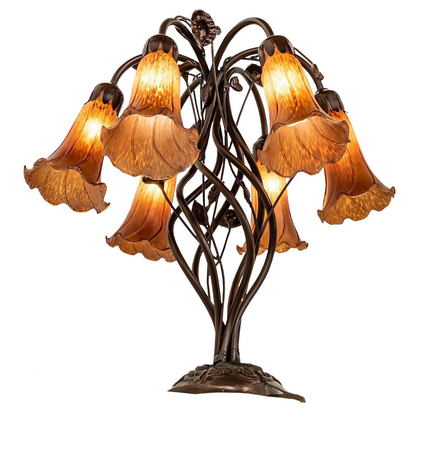 Meyda Tiffany - 255805 - Six Light Table Lamp - Amber - Mahogany Bronze