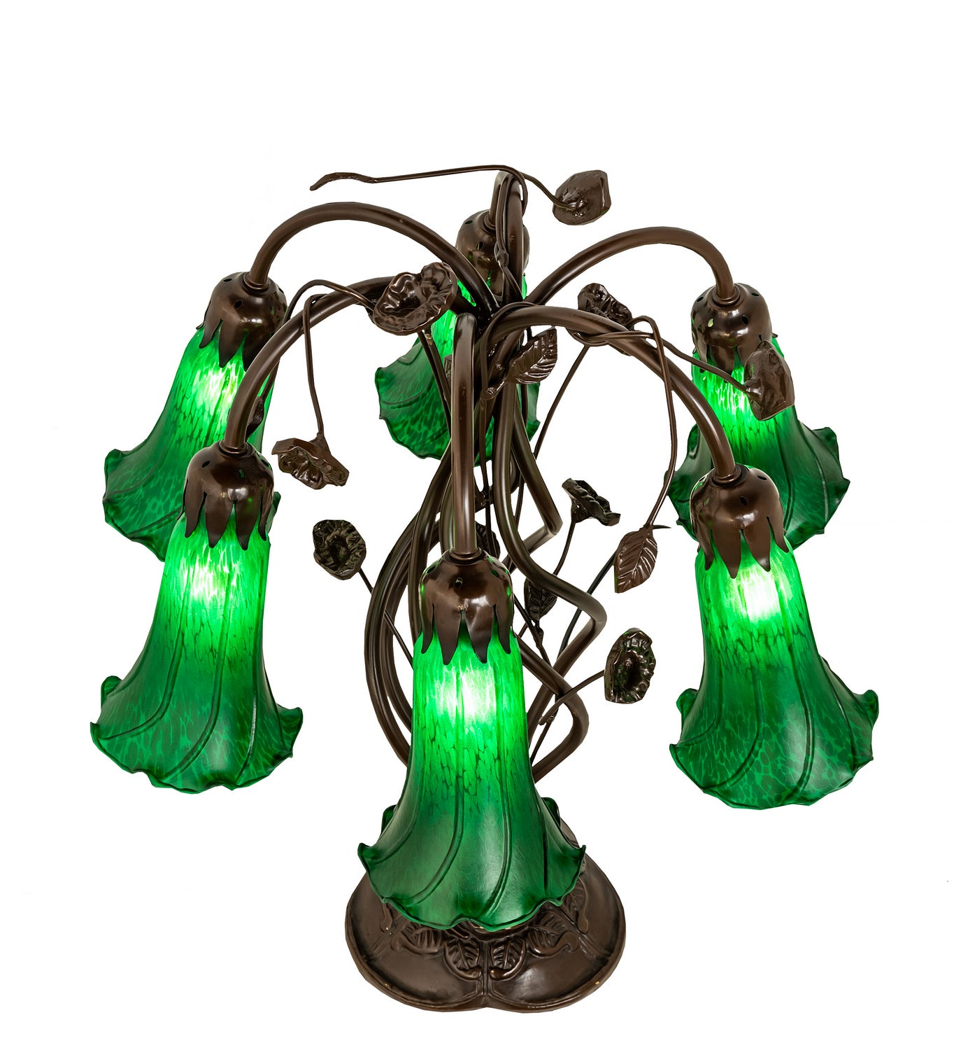 Meyda Tiffany - 255806 - Six Light Table Lamp - Green - Mahogany Bronze