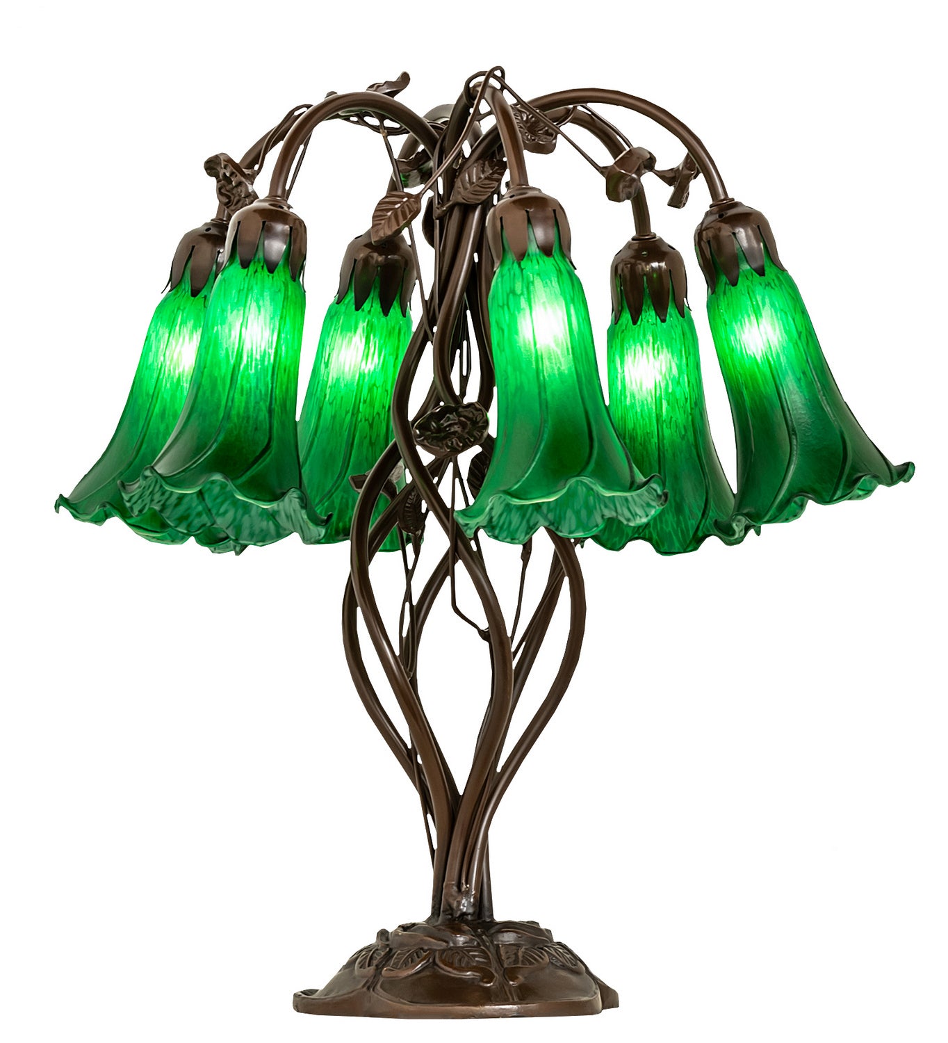 Meyda Tiffany - 255806 - Six Light Table Lamp - Green - Mahogany Bronze