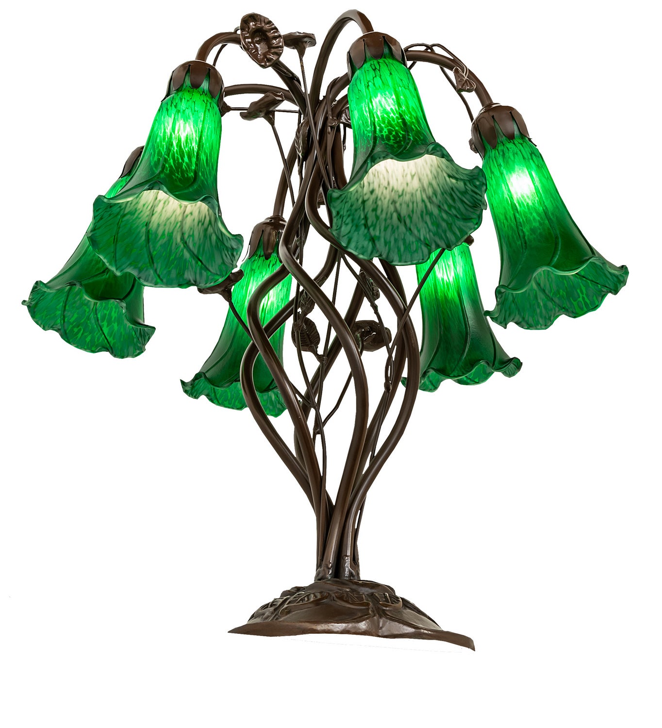 Meyda Tiffany - 255806 - Six Light Table Lamp - Green - Mahogany Bronze