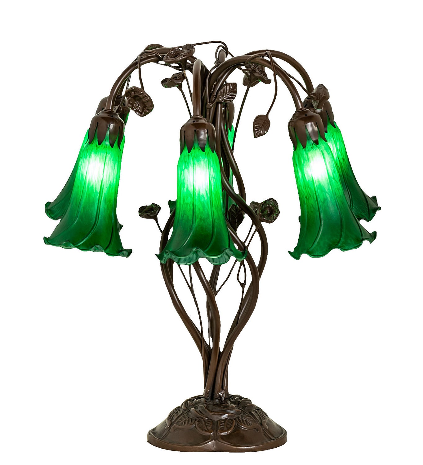 Meyda Tiffany - 255806 - Six Light Table Lamp - Green - Mahogany Bronze