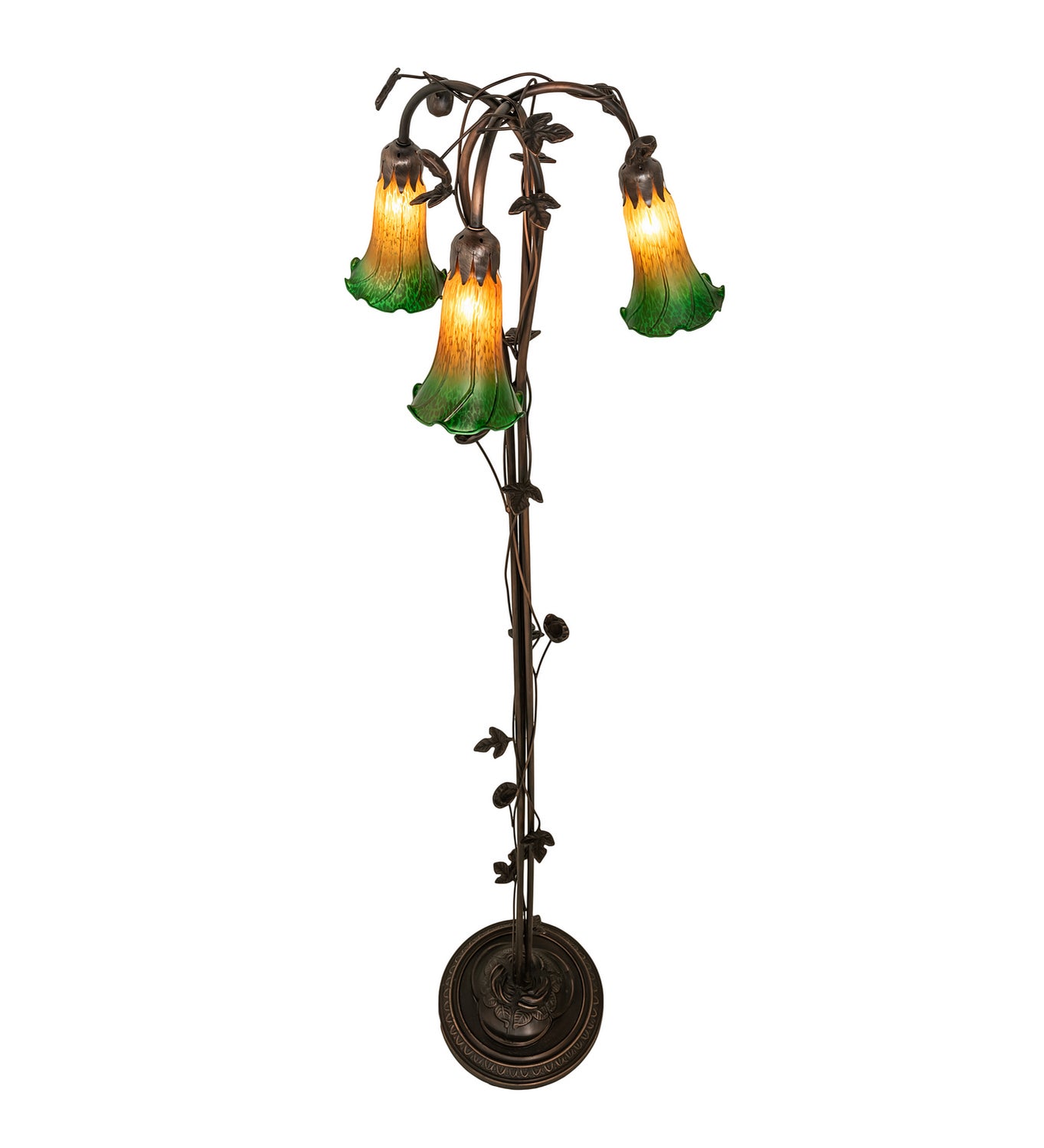 Meyda Tiffany - 36973 - Three Light Floor Lamp - Amber/Green - Mahogany Bronze