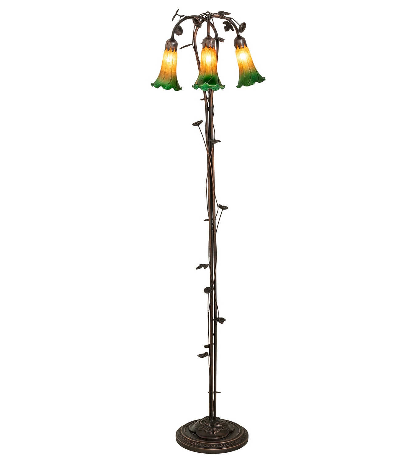 Meyda Tiffany - 36973 - Three Light Floor Lamp - Amber/Green - Mahogany Bronze