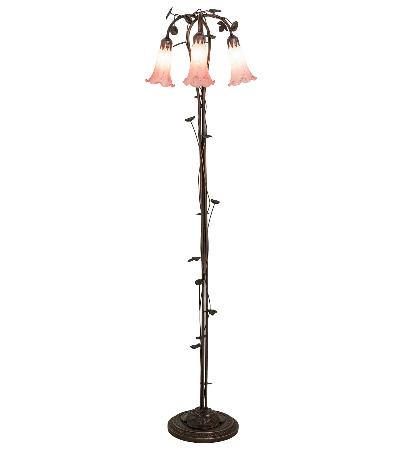 Meyda Tiffany - 38444 - Three Light Floor Lamp - Pink - Mahogany Bronze