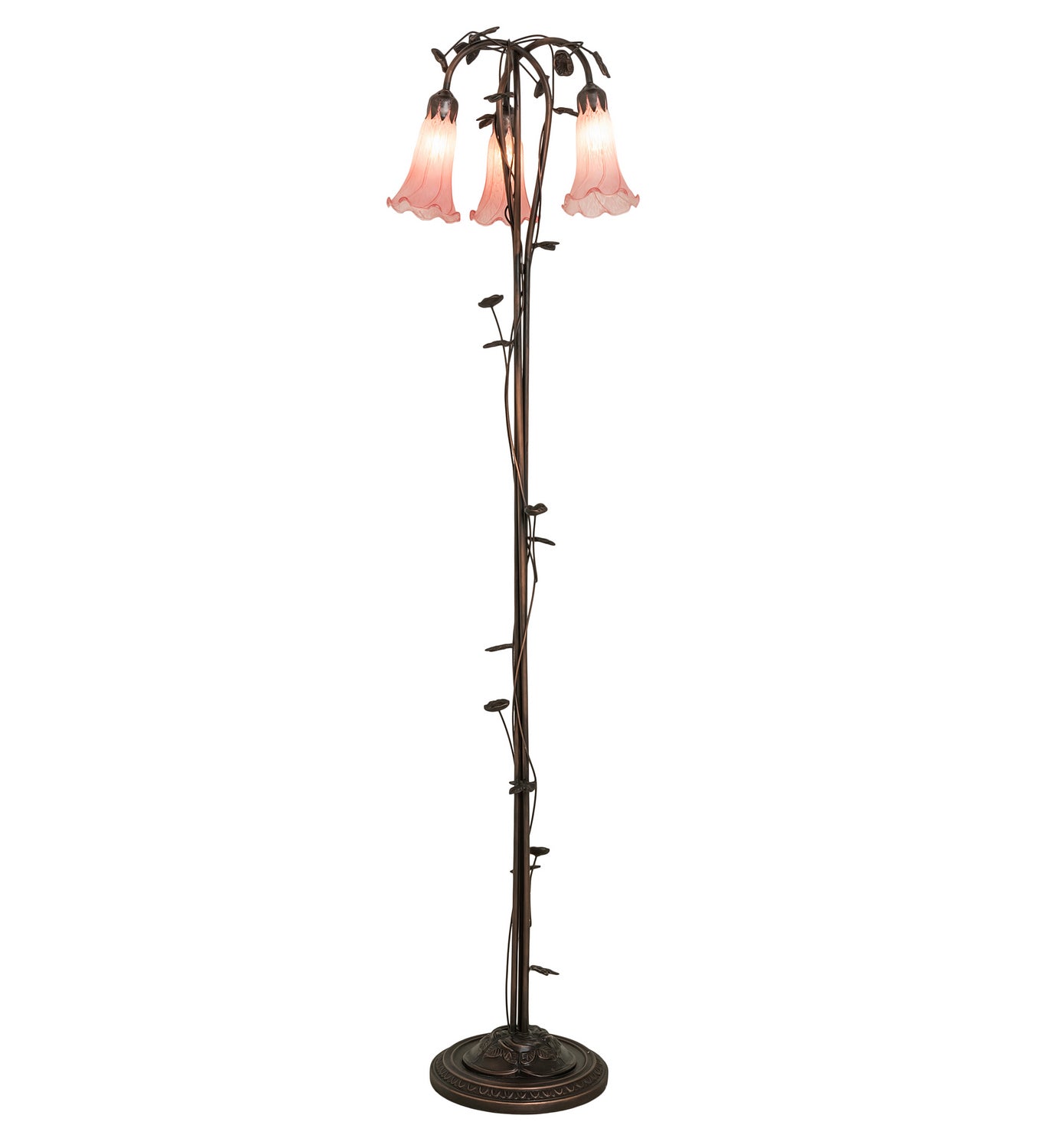 Meyda Tiffany - 38444 - Three Light Floor Lamp - Pink - Mahogany Bronze