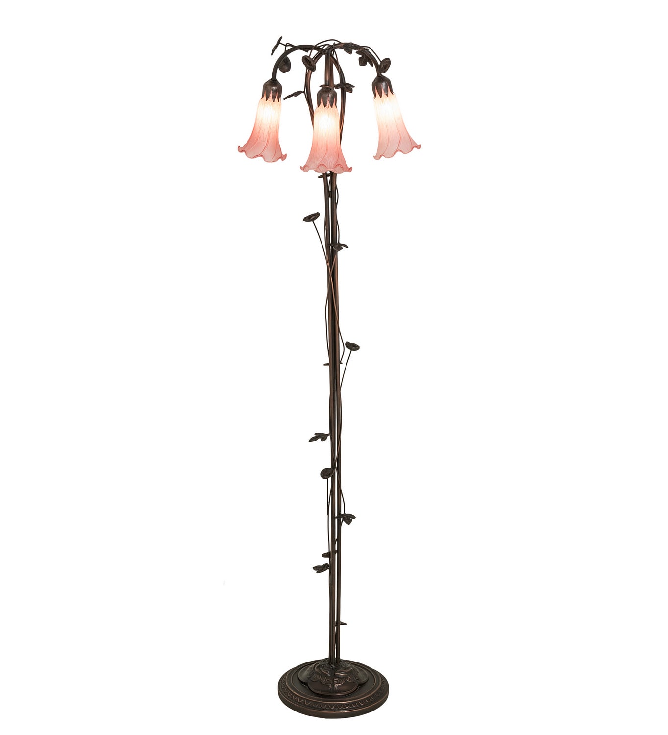 Meyda Tiffany - 38444 - Three Light Floor Lamp - Pink - Mahogany Bronze