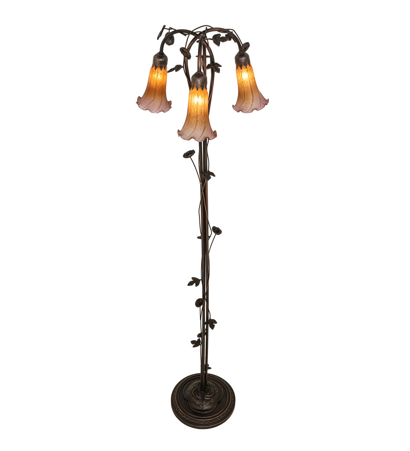 Meyda Tiffany - 38635 - Three Light Floor Lamp - Amber/Purple - Mahogany Bronze