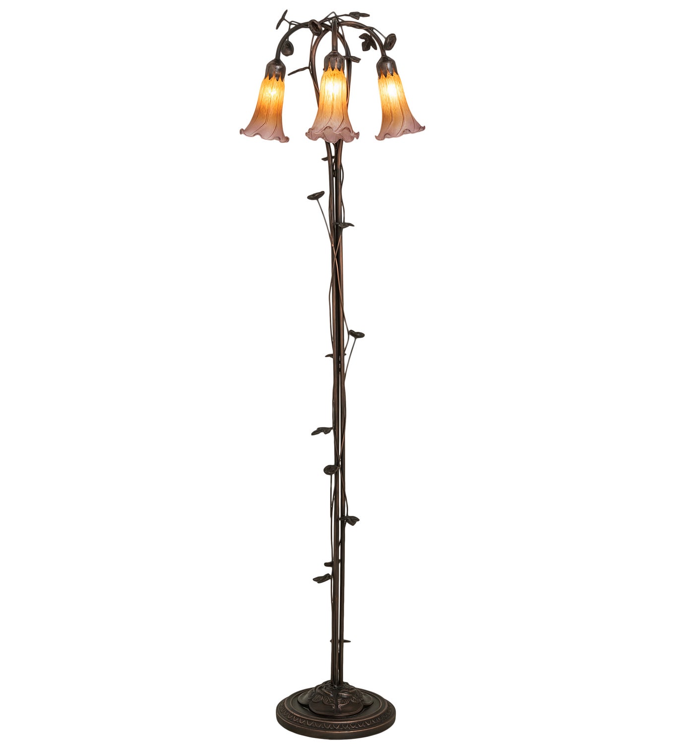 Meyda Tiffany - 38635 - Three Light Floor Lamp - Amber/Purple - Mahogany Bronze