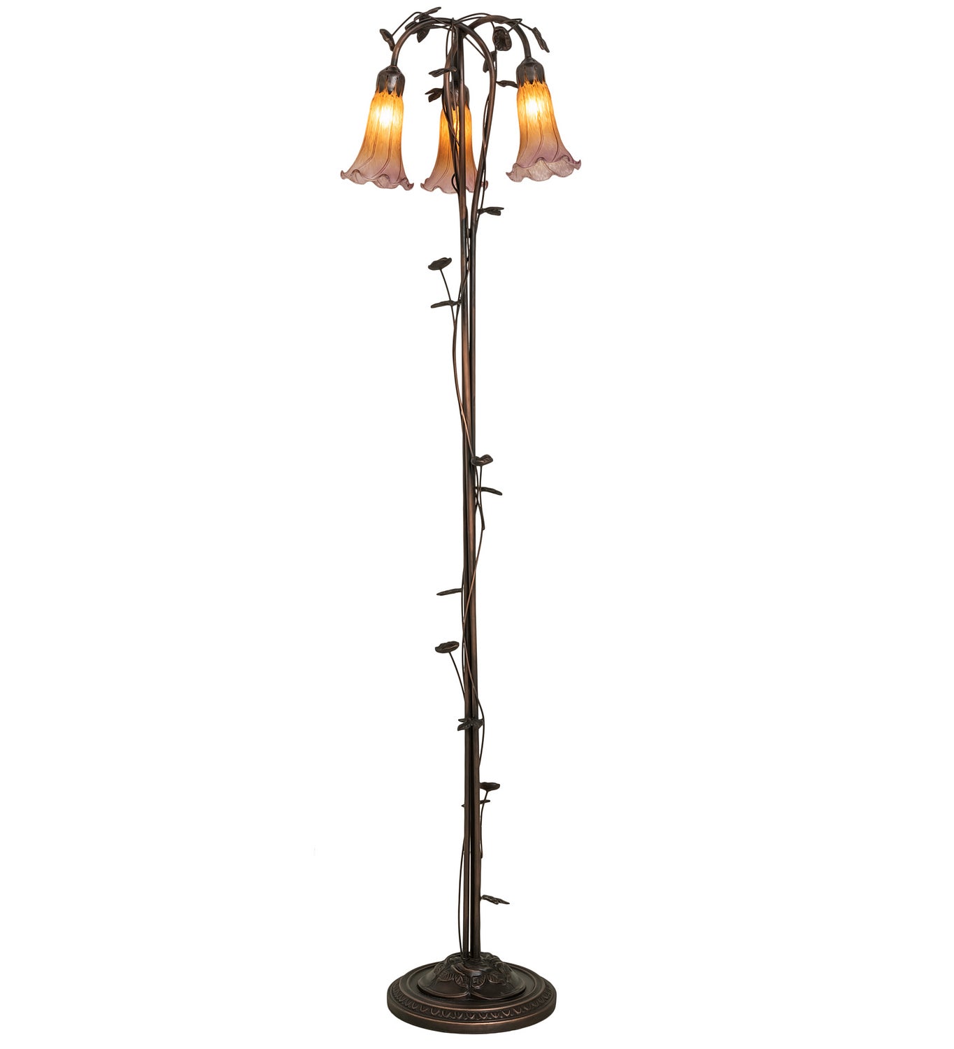 Meyda Tiffany - 38635 - Three Light Floor Lamp - Amber/Purple - Mahogany Bronze