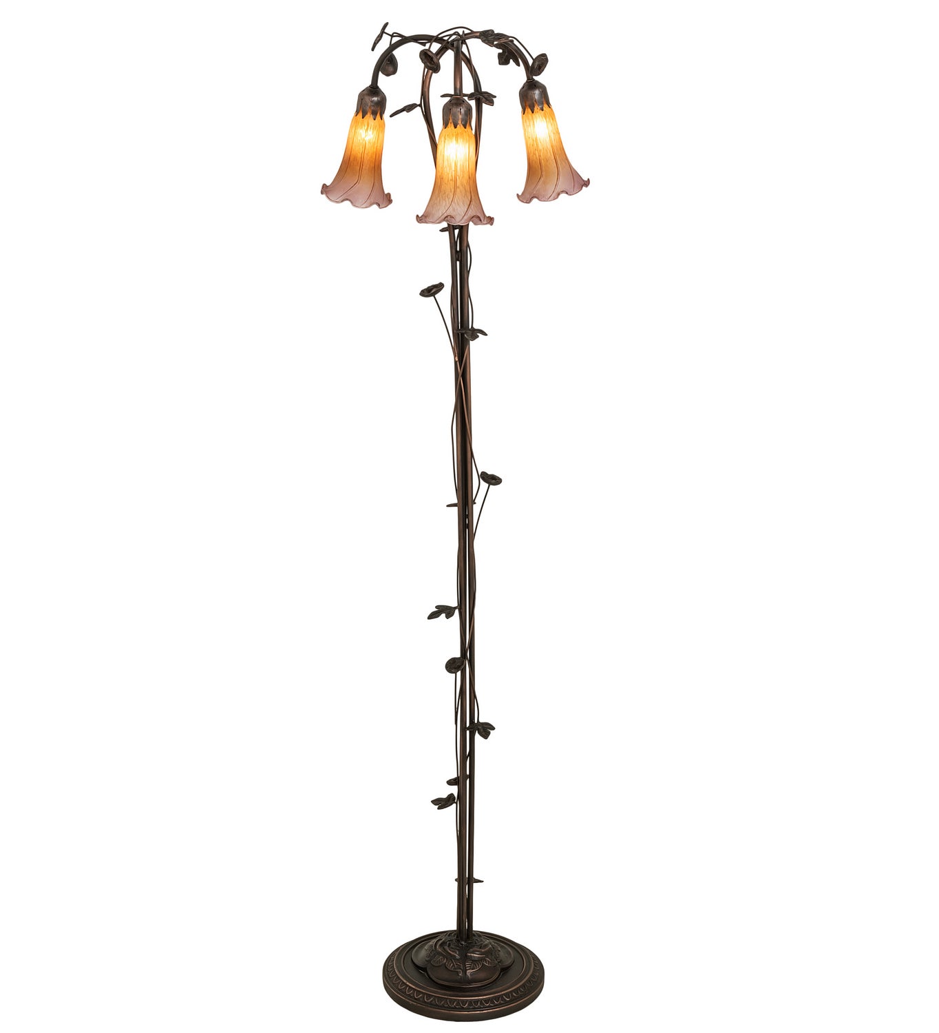 Meyda Tiffany - 38635 - Three Light Floor Lamp - Amber/Purple - Mahogany Bronze