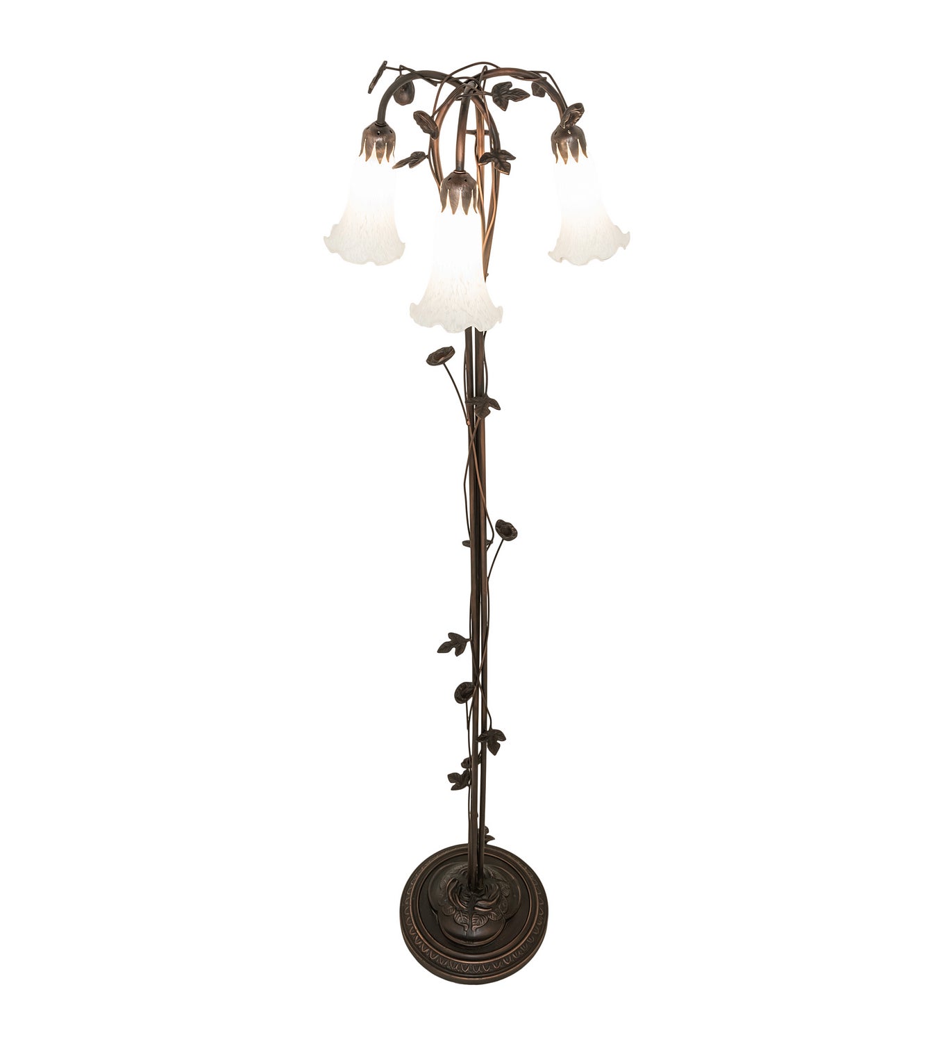 Meyda Tiffany - 66181 - Three Light Floor Lamp - White - Mahogany Bronze