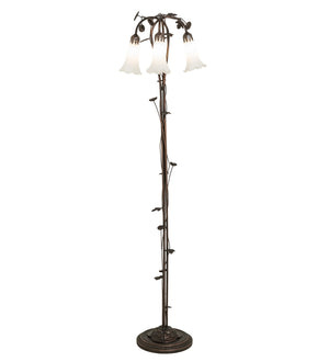 Meyda Tiffany - 66181 - Three Light Floor Lamp - White - Mahogany Bronze