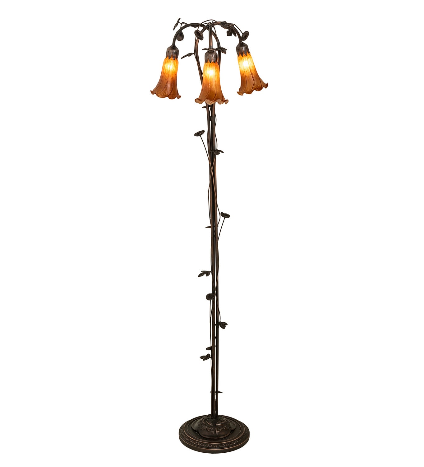 Meyda Tiffany - 71881 - Three Light Floor Lamp - Amber - Mahogany Bronze