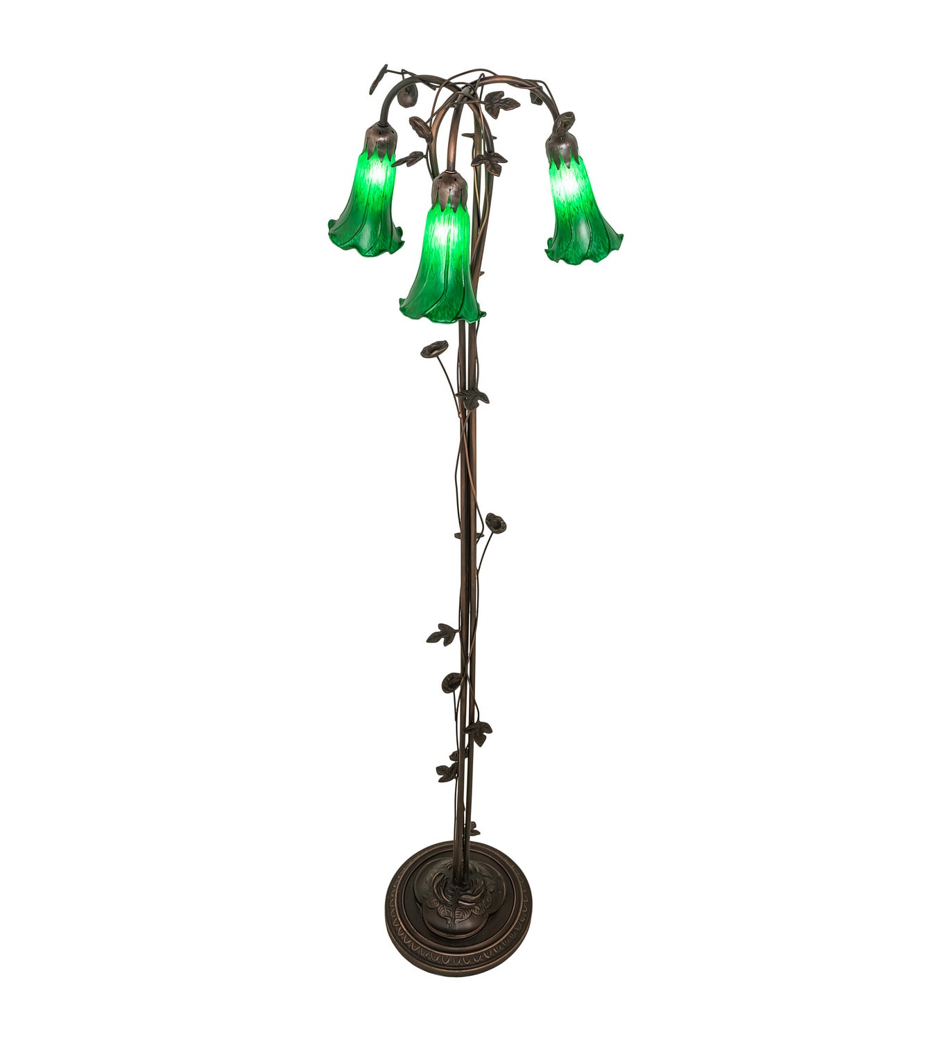 Meyda Tiffany - 71883 - Three Light Floor Lamp - Green - Mahogany Bronze