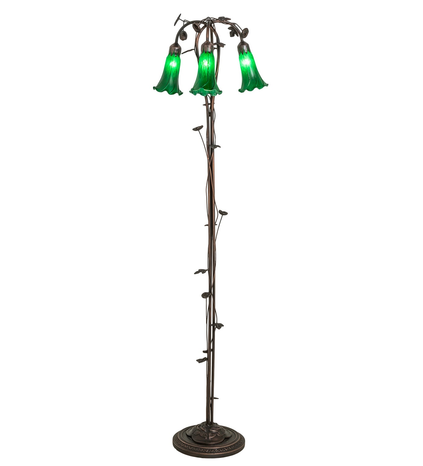 Meyda Tiffany - 71883 - Three Light Floor Lamp - Green - Mahogany Bronze