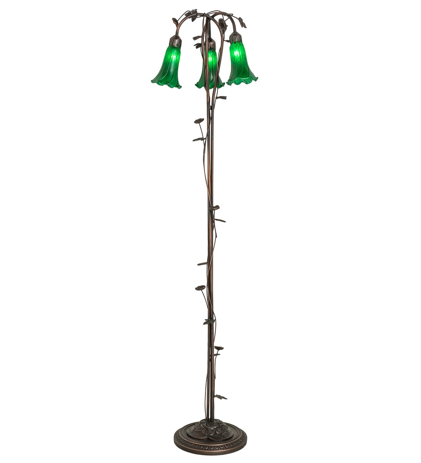 Meyda Tiffany - 71883 - Three Light Floor Lamp - Green - Mahogany Bronze