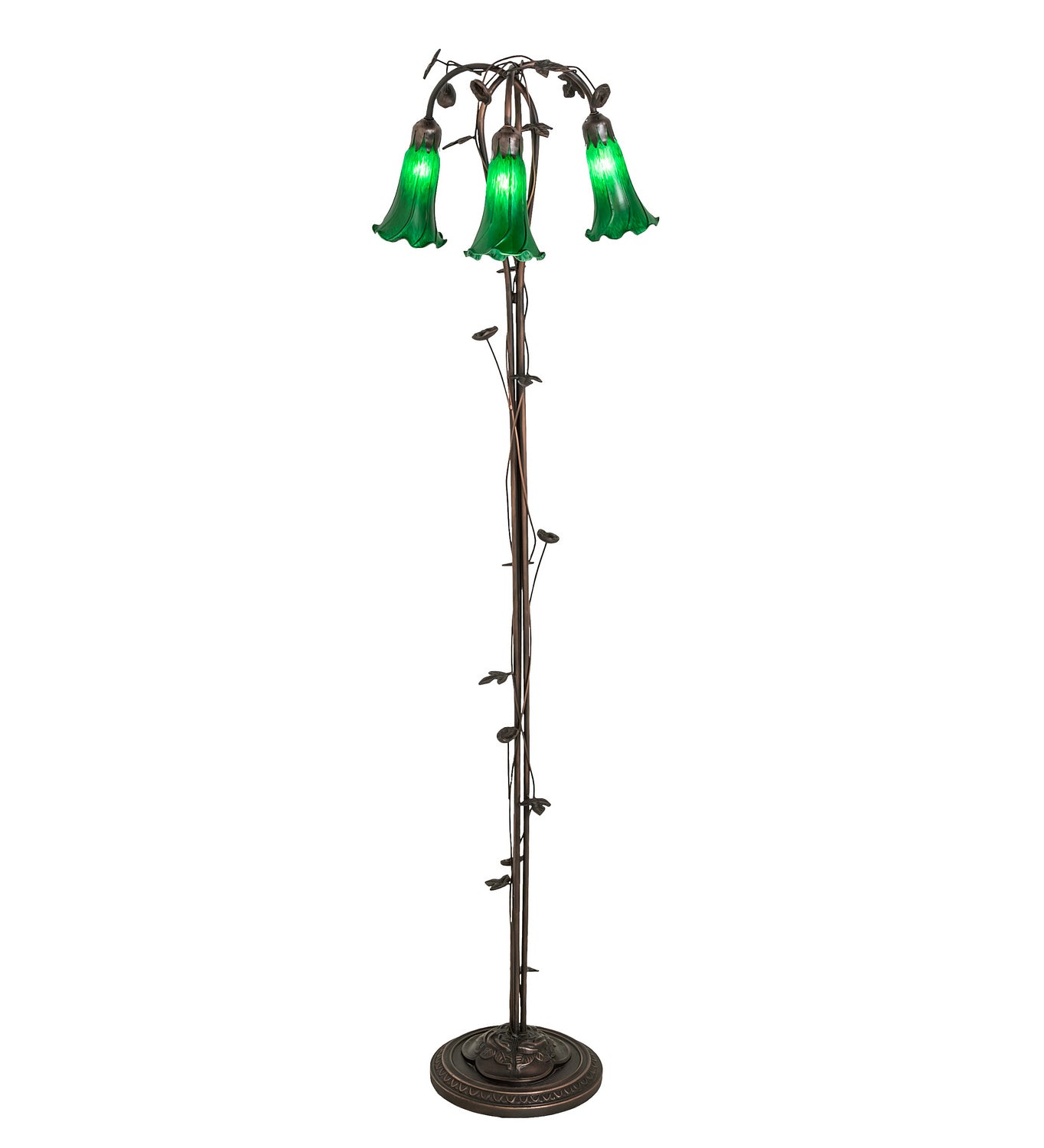 Meyda Tiffany - 71883 - Three Light Floor Lamp - Green - Mahogany Bronze