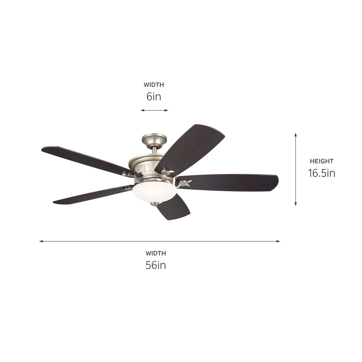 Kichler - 300325NI - 56"Ceiling Fan - Crescent - Brushed Nickel