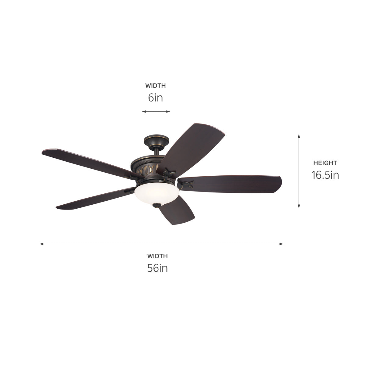 Kichler - 300325OZ - 56"Ceiling Fan - Crescent - Olde Bronze with Gold Highlights