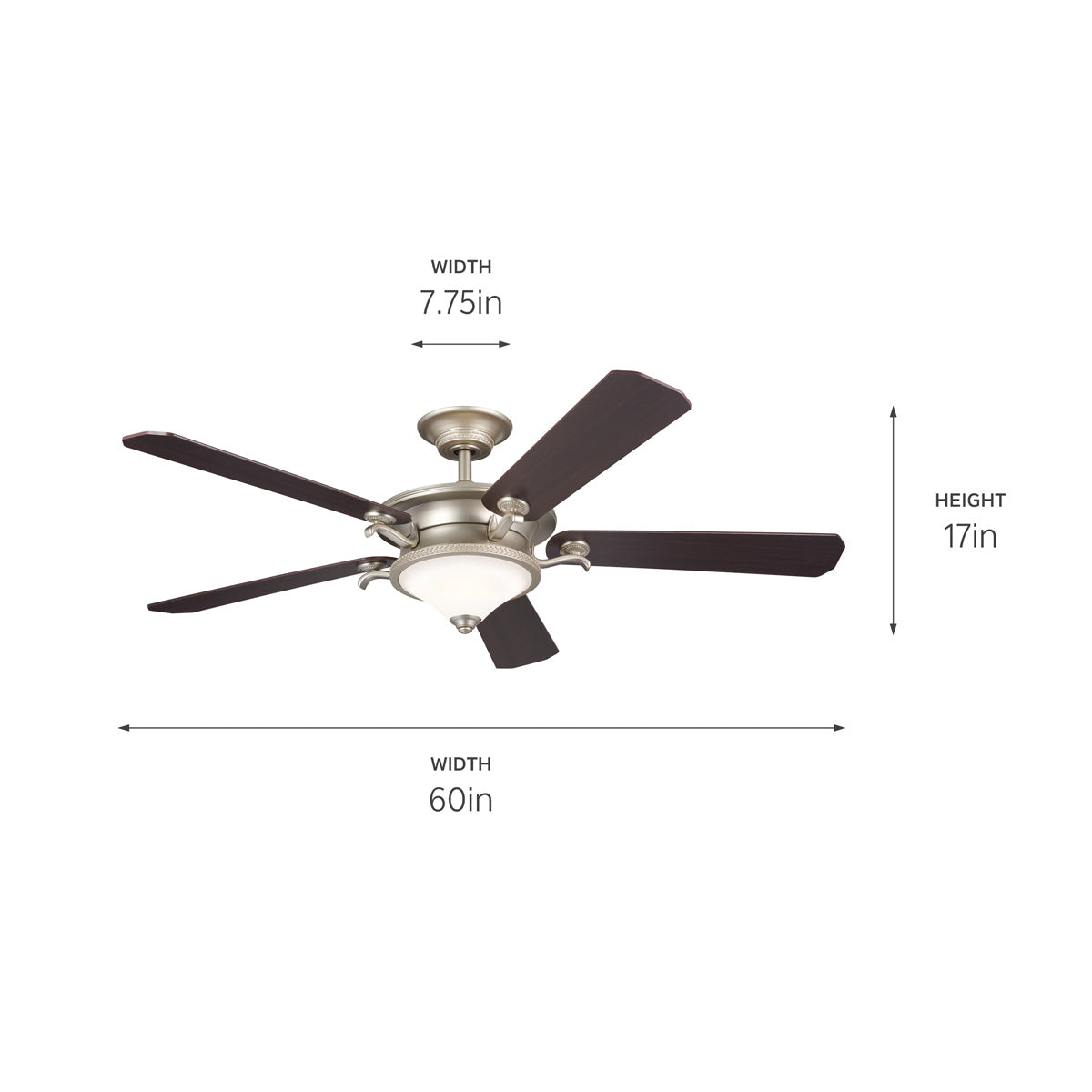 Kichler - 300370NI - 60"Ceiling Fan - Rise - Brushed Nickel