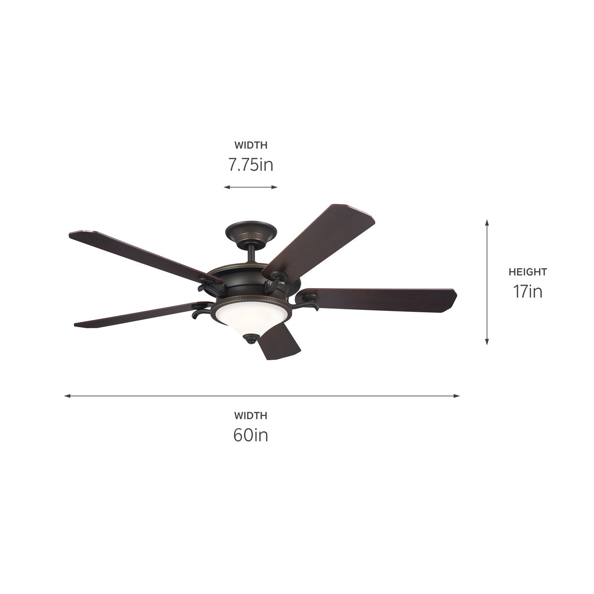 Kichler - 300370OZ - 60"Ceiling Fan - Rise - Olde Bronze with Gold Highlights