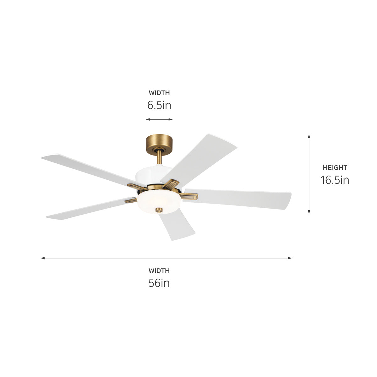 Kichler - 300395WH - 56"Ceiling Fan - Icon - Brushed Natural Brass