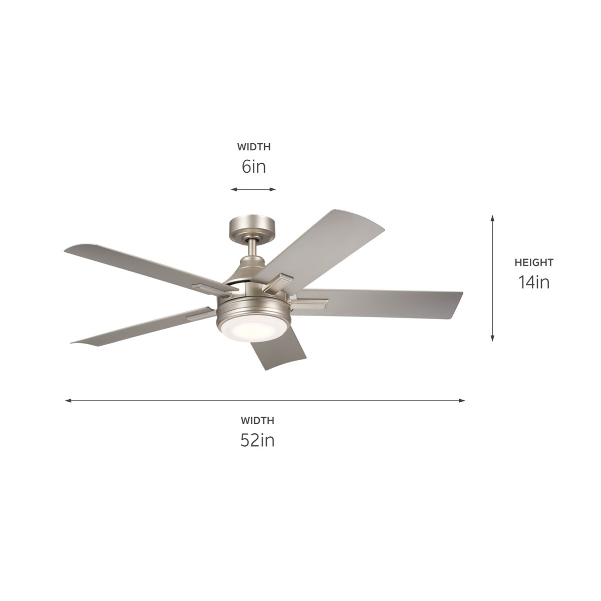 Kichler - 310075NI - 52"Ceiling Fan - Tide - Brushed Nickel