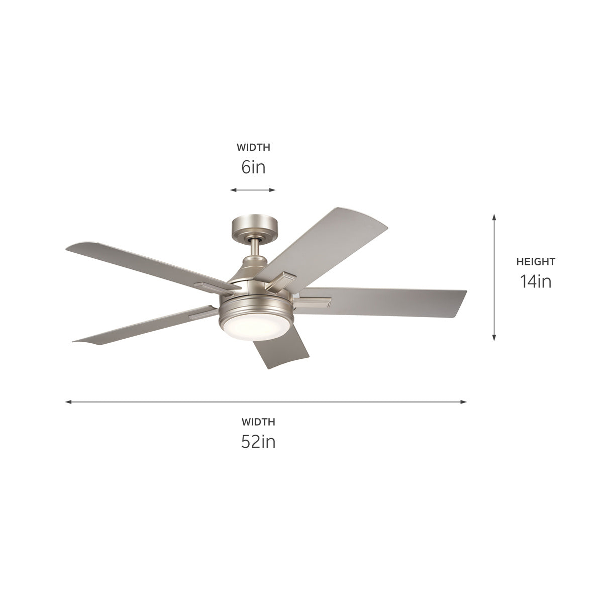 Kichler - 310126NI - 52"Ceiling Fan - Tide - Brushed Nickel