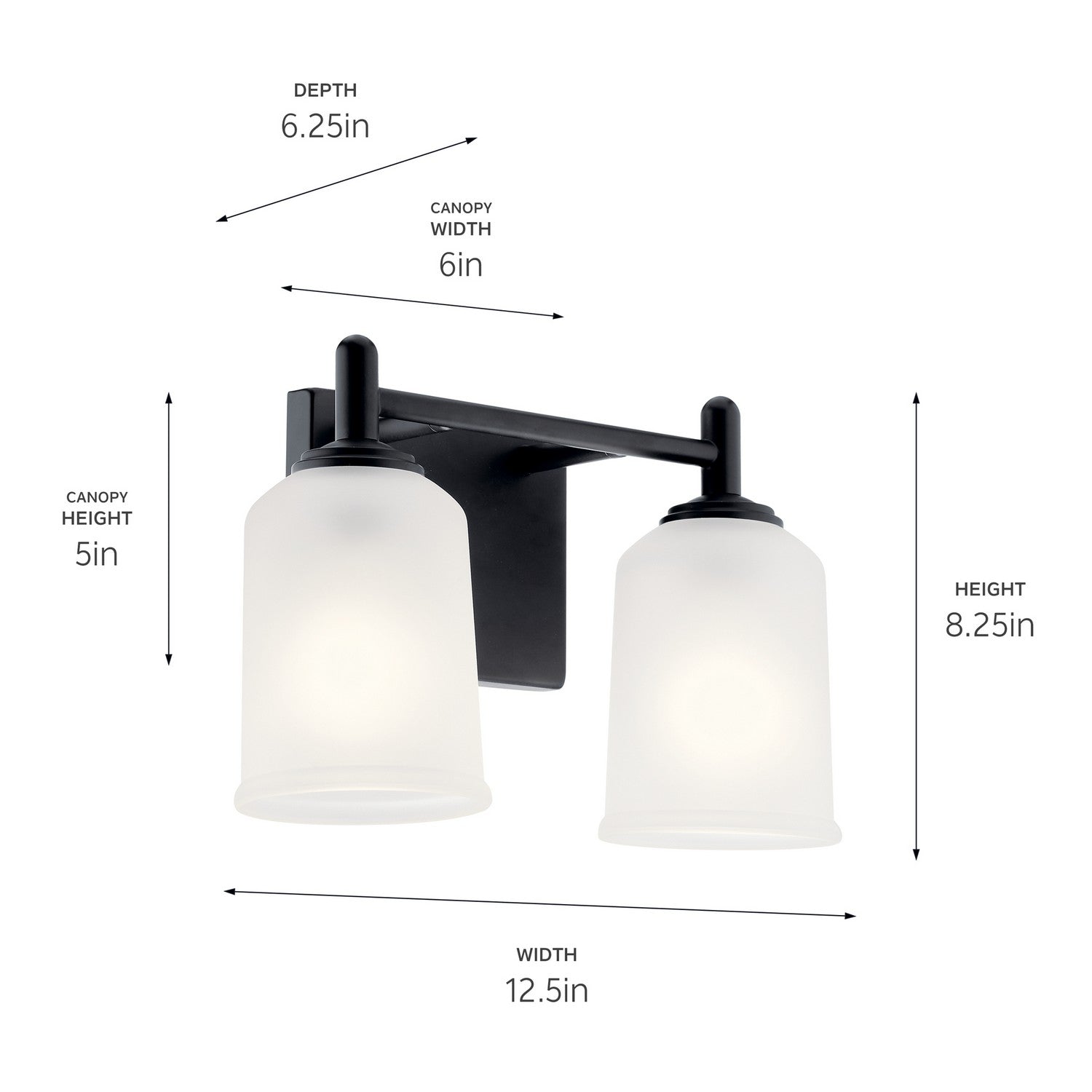 Kichler - 45573BK - Two Light Bath - Shailene - Black