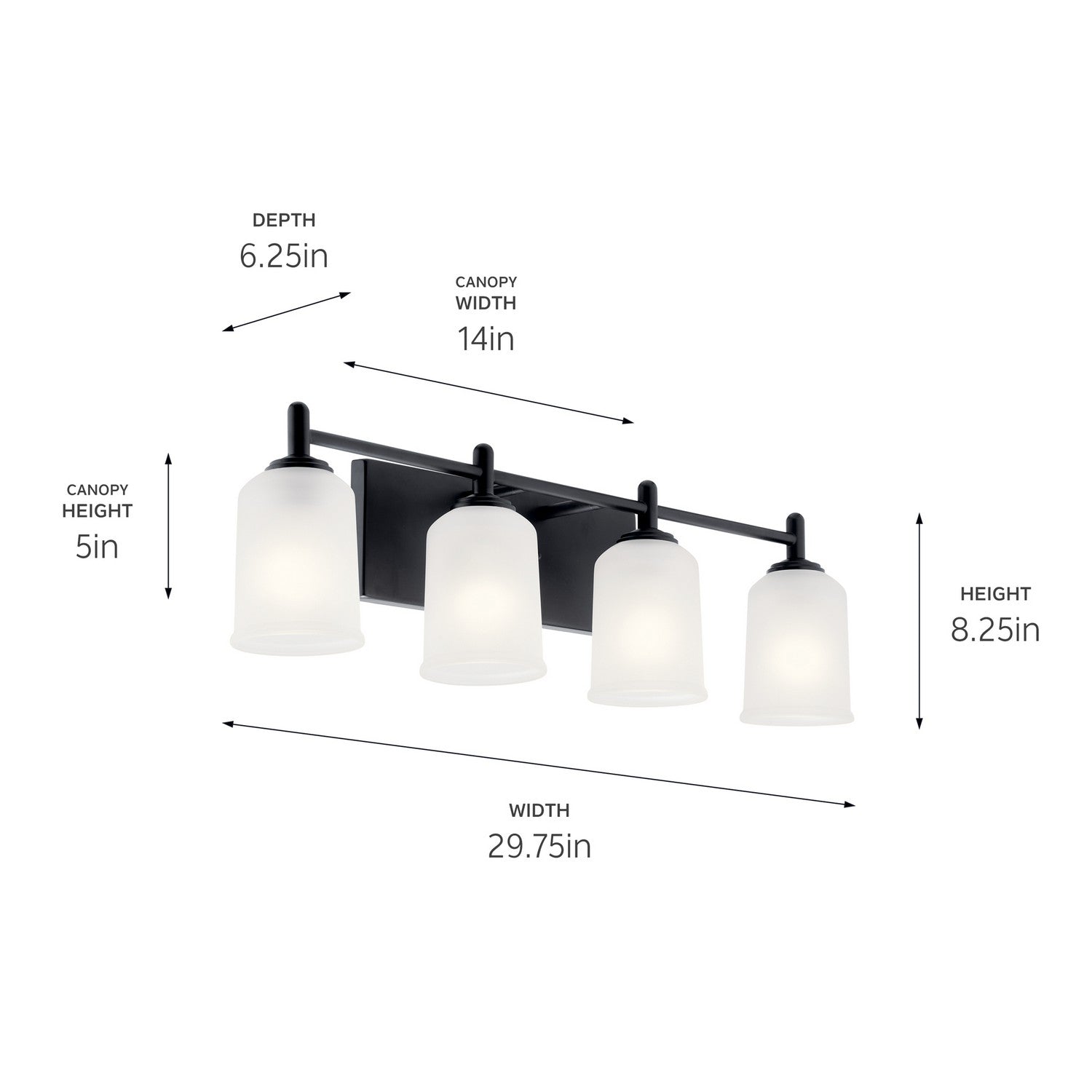 Kichler - 45575BK - Four Light Bath - Shailene - Black