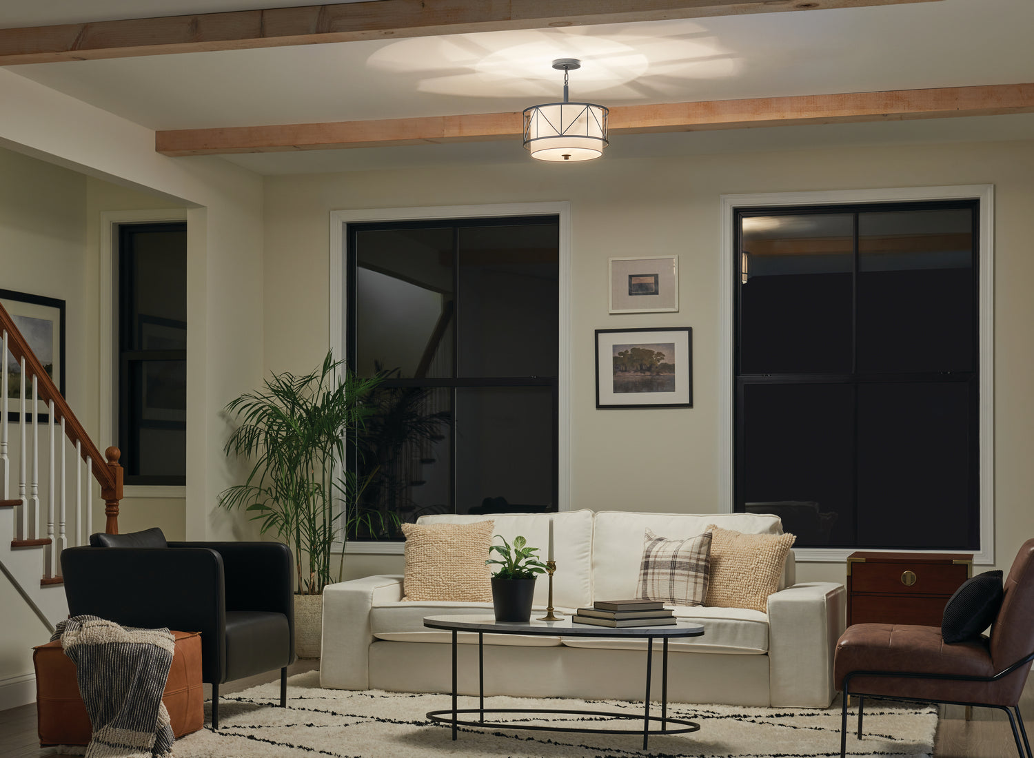 Kichler - 52074BK - Three Light Pendant/Semi Flush - Birkleigh - Black