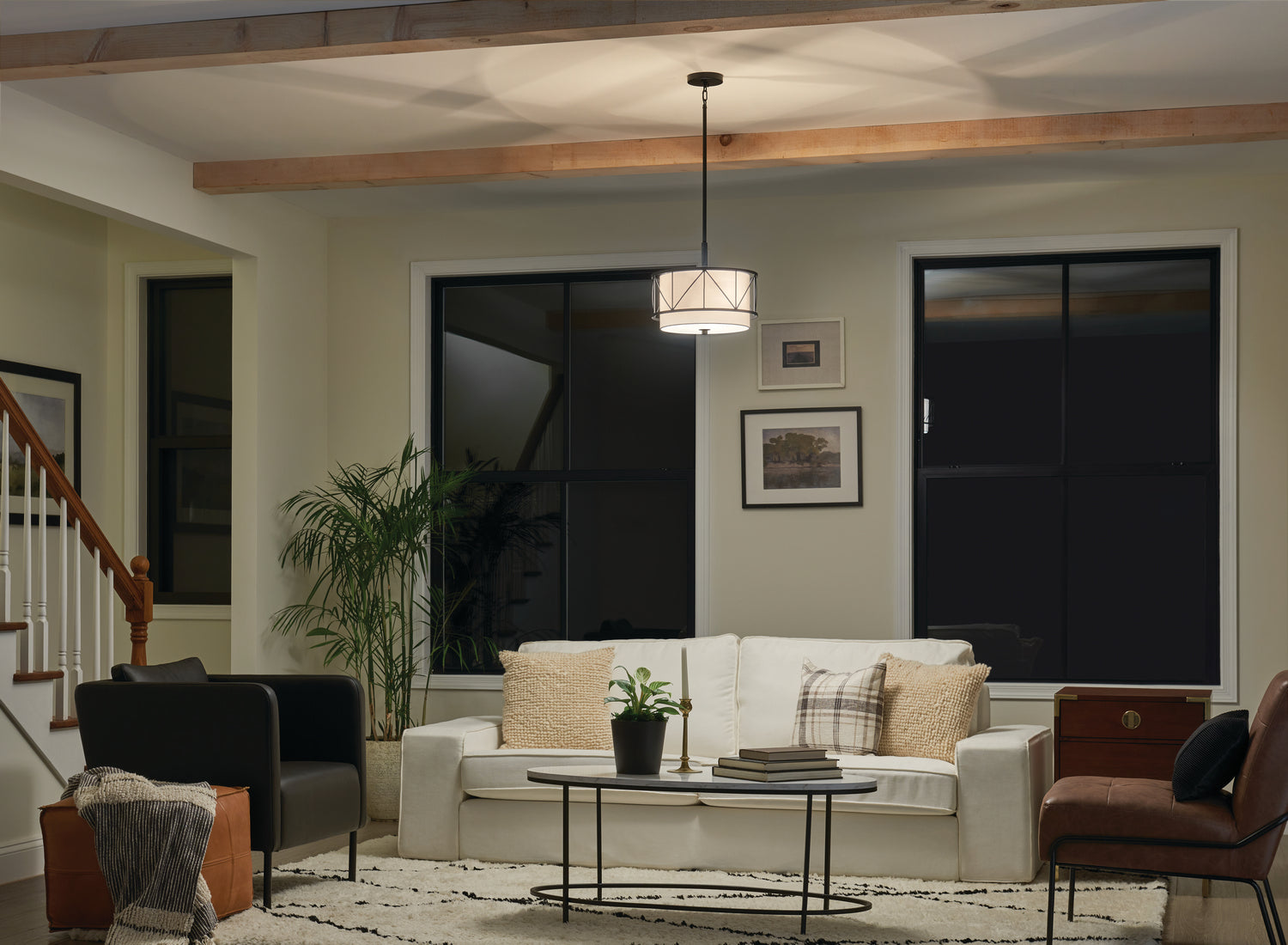 Kichler - 52074BK - Three Light Pendant/Semi Flush - Birkleigh - Black